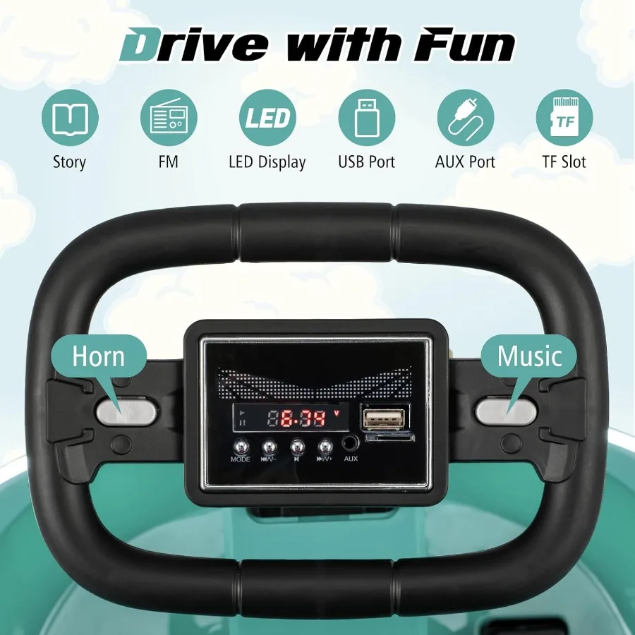 Bumperauto voor peuter 1-3 6V elektrische bumperauto's met 360 °   Spin Dual Motors 2MPH Max Muziek FM AUX USB-poort Verhaal LED-verlichting