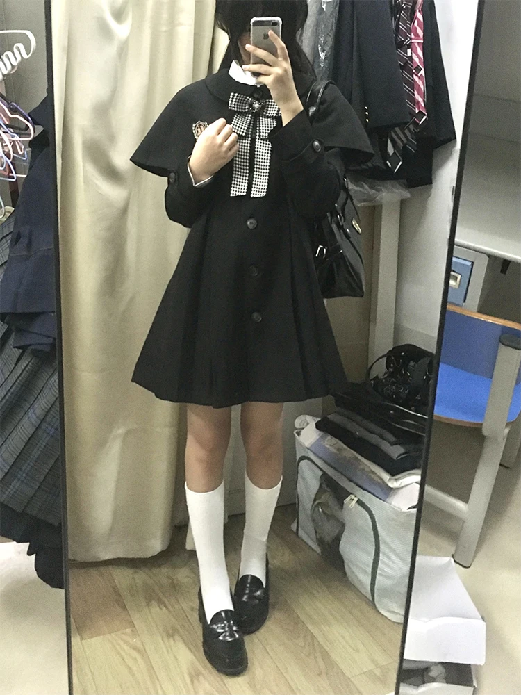 معطف نسائي جديد لخريف وشتاء 2025 بتصميم جامعي أنيق، معطف متوسط الطول نحيف بأسلوب مدرسي، عباءة خارجية