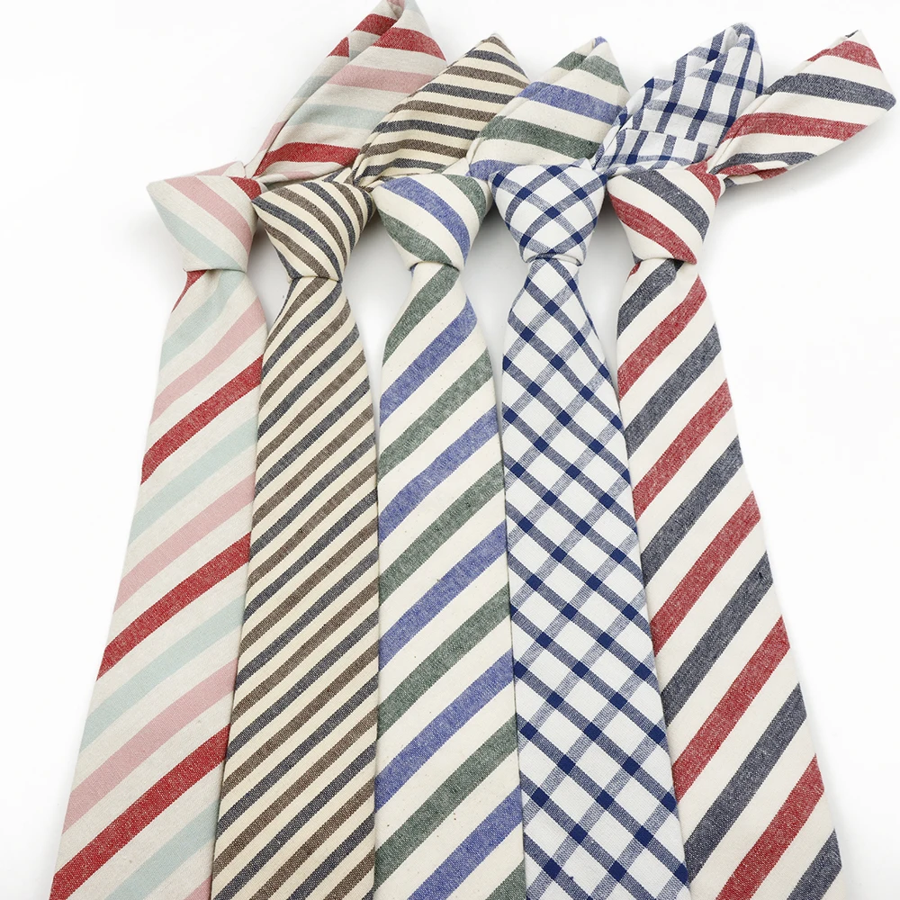 

Повседневный дизайн, мужской галстук из чистого хлопка 6 см в полоску с клетчатым узором, идеальный галстук, свадебная вечеринка, офисные деловые аксессуары, подарки