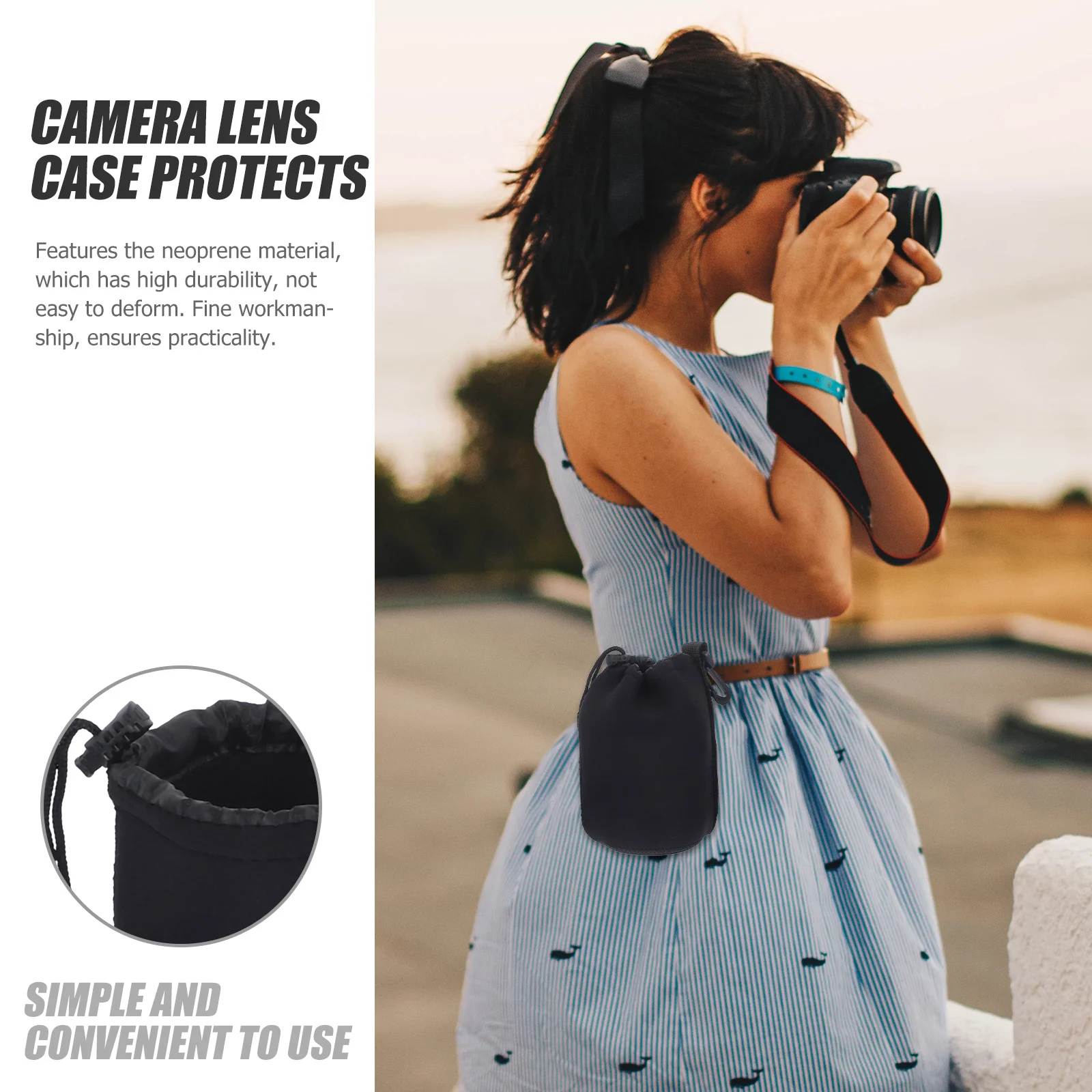 

3pcs Camera Lens Bag Drawstring Pouch Waterproof Sandproof Outdoor Storage Case For Travel Hiking Photography Gear