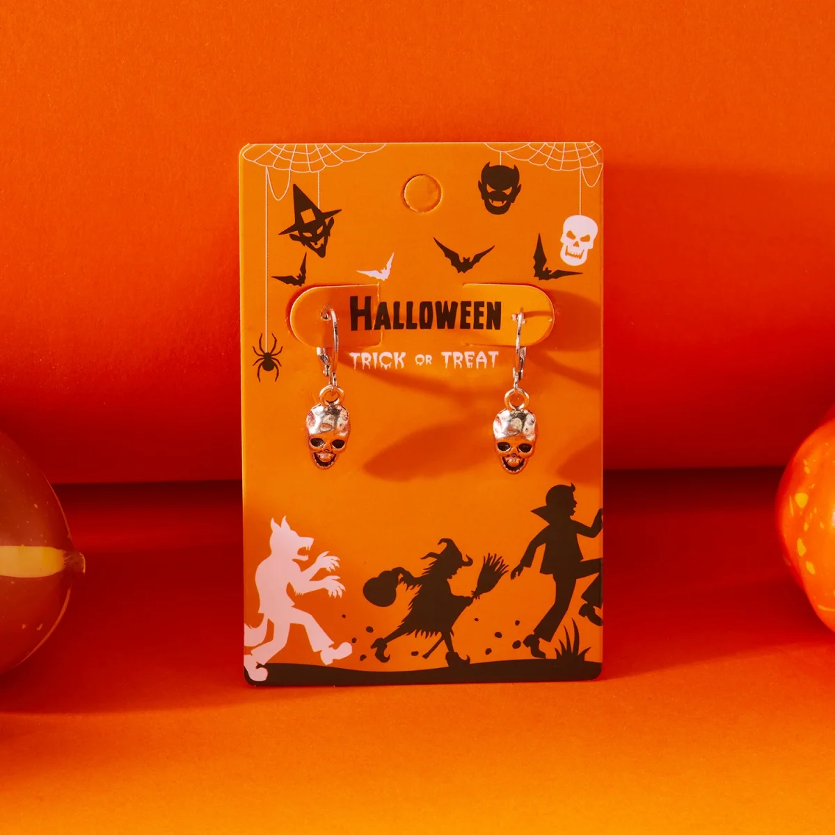 Halloween Ohrringe Vintage Silber Farbe Metall Schädel Skelett Anhänger Tropfen Ohrring Gothic Punk Party Retro Schmuck Für Frauen Männer