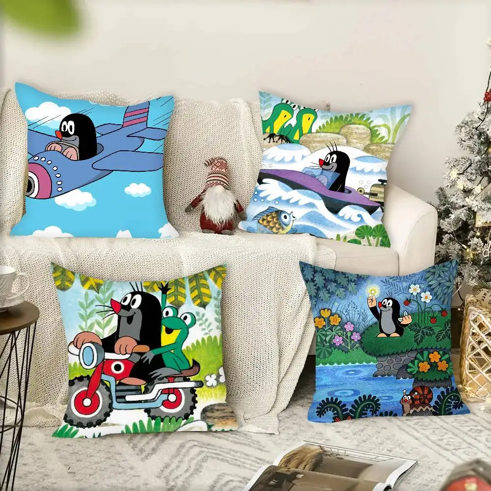 1 x niedlicher Kissenbezug „The Little Mole“, quadratisch, für Schlafzimmer, Sofa, Freizeit, Komfort, Kissen, Auto, Heimdekoration