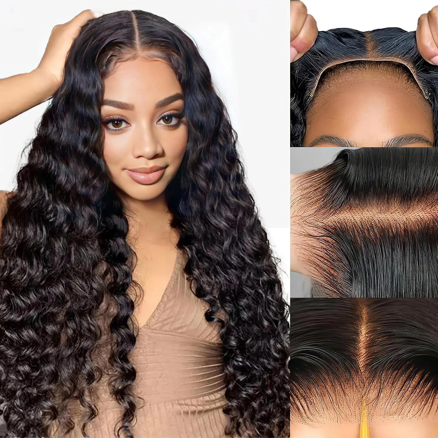 250 الكثافة 30 بوصة موجة عميقة الدانتيل الجبهة الباروكات شعر الإنسان Hd الدانتيل الجبهة الباروكات شعر مستعار مجعد الرطب والمموج قبل قطعها 100% الإنسان الحقيقي H