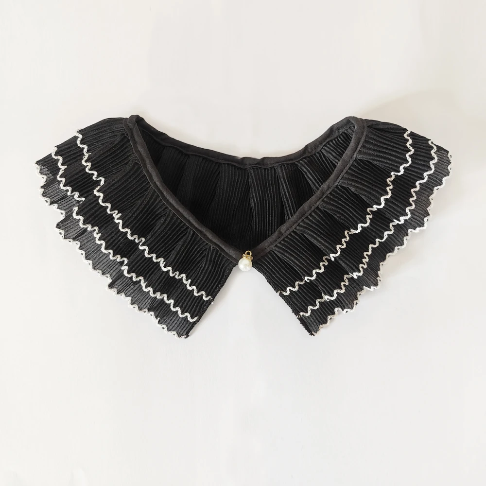 Kawaii Style Fake Collar Spring Summer Women Pleated Chiffon Collar Doll Collar Female Detachable Shirt False Collar Accessories