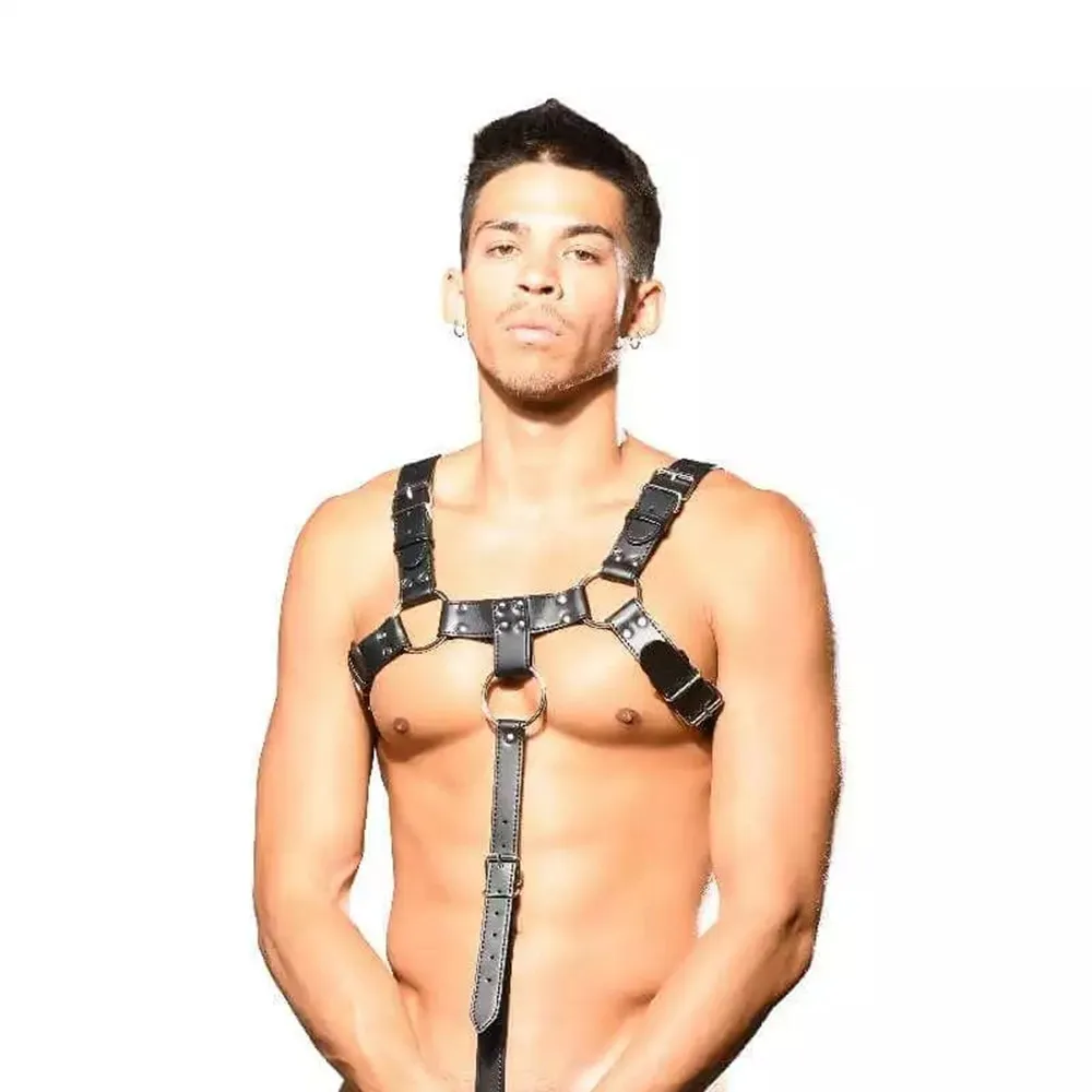 

Gay Rave Harness Men Leather Adjustable Suspender Harness Black Bondage Body Garter Harajuku Goth Restraint Belts Sex Toys