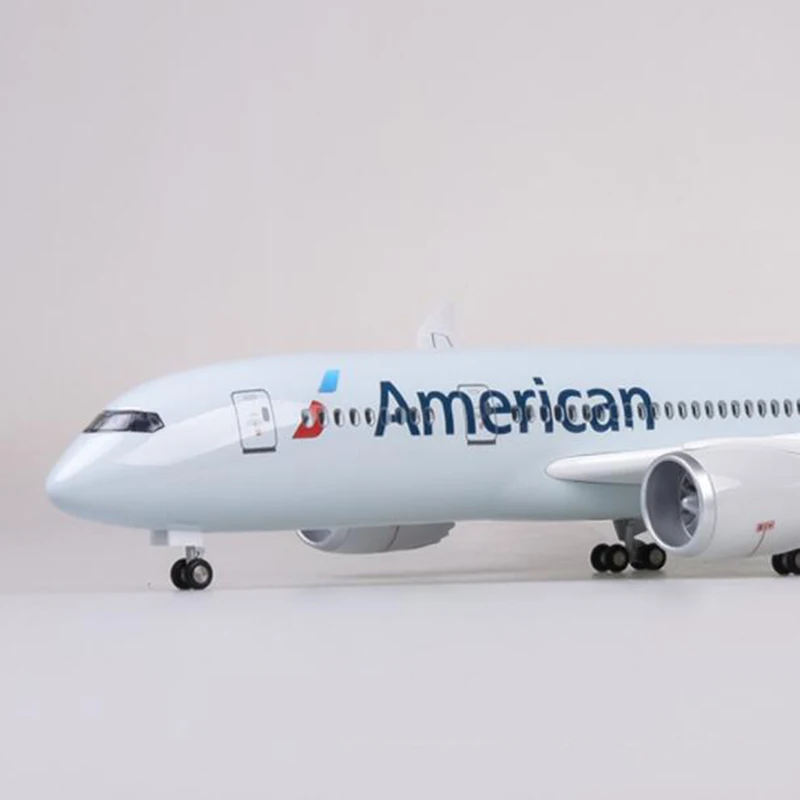 1:130 Scale 47cm Model Airplane B787 Dreamliner Aircraft American Airlines Model With Light Diecast Resin Colelction Display Toy