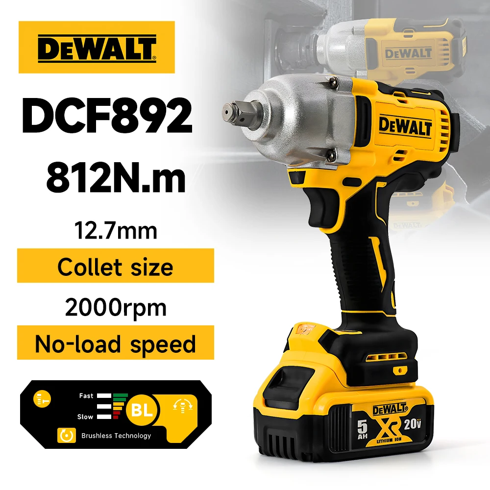 Dewalt Tools 1084N.M Brushless Electric Impact Wrench 1/2 inch 20V Lithium-Ion Battery Cordless Wrench Power Tools Dewalt DCF892