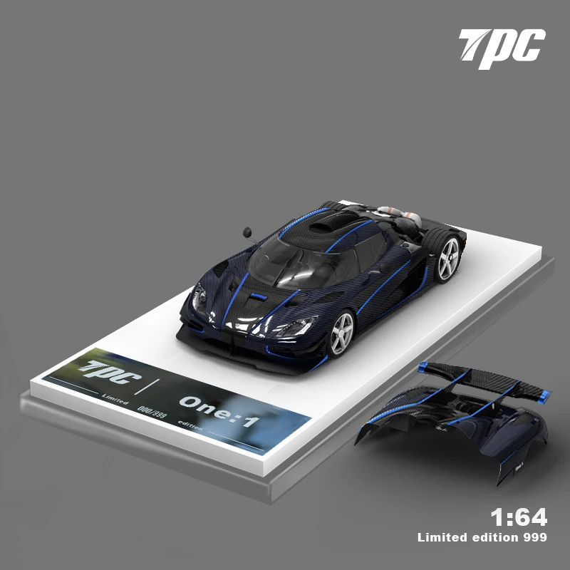 TPC In Stock 1:64 ONE Carbon Fiber Hood Blue Stripe Opened Diecast Diorama Model Collection Miniature Carros Toys