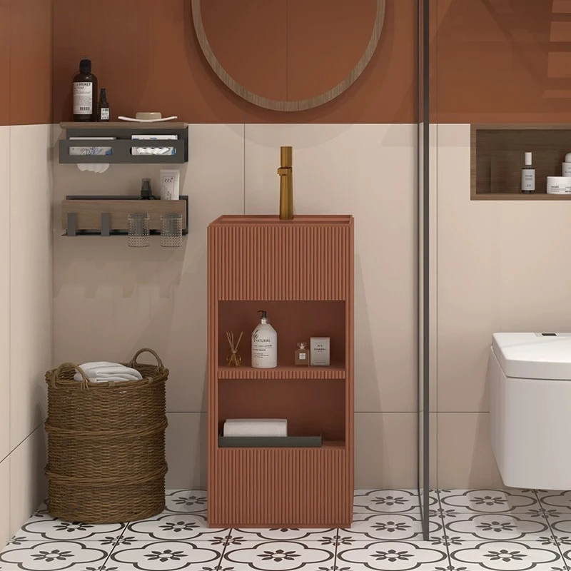Medieval Style Art Washbasin Bathroom Storage With Grid Integrated Floor-standing Washbasin Bathroom Cabinet Column Basin