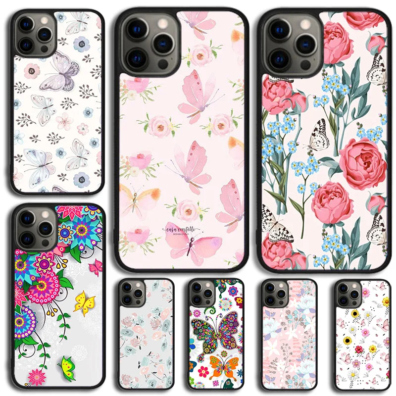 BUTTERFLY FLORAL PATTERN COLLECTION Phone Case Cover For iPhone 15 16 14 XR XS 11 12 13 Mini Pro MAX Plus