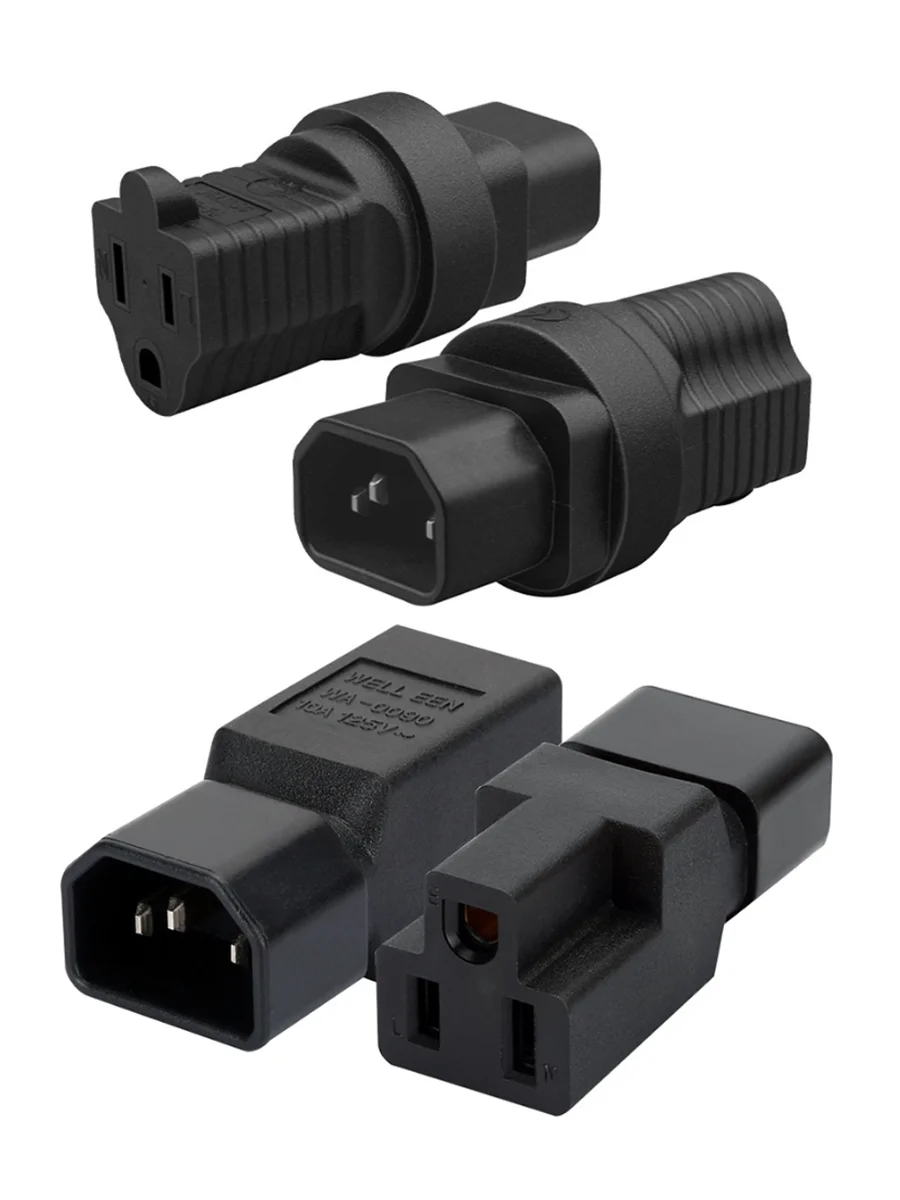 Black PVC copper US 5-15R to IEC320-C14 multi-purpose plug socket converter Applicable to the USA Canada Mexico Colombia Japan