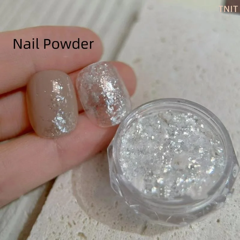 Poudre de neige de haute qualité, flocons d'ongles ultra-fins, paillettes fines scintillantes, matériau opale, décorations transparentes argentées pour l'art des ongles