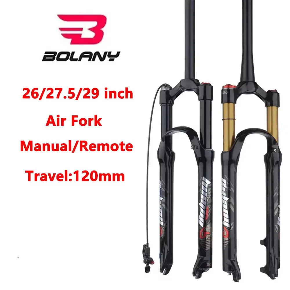 

Bolany Bicycle Fork MTB Air Resilience Magnesium alloy Shock absorber suspension Straight Tapered Remote Manual 120mm front fork