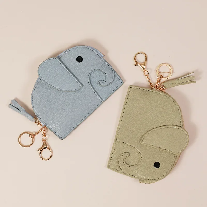 

Japanese zipper elephant change bag INS PU creative key bag animal small wallet female coin bag cute