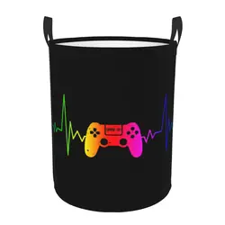 personalized Video Game Controller Heartbeat Laundry Hamper Large Storage Basket Gamer Gaming Kids Nursery Toy Organizer