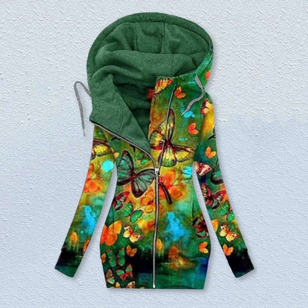 Trendy Ladies Jacket Comfortable Female Coat Slim Fit Winter Thermal Butterflies Print Ladies Jacket Cold Resistant