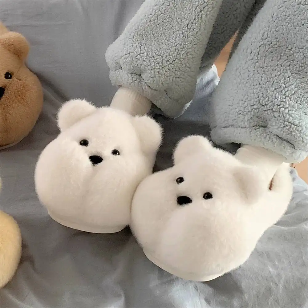 

Unisex Home Slippers 2025 Autumn Winter Warm Furry Slippers Women's Men's Cute Bear Winter Non Slip Indoor Household Slippers