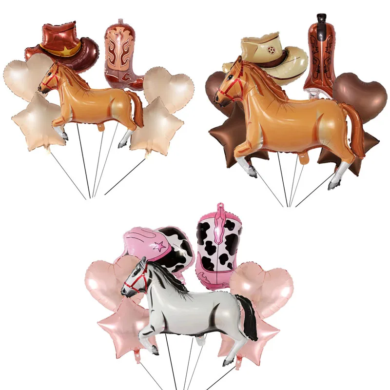 5 PCS Balloon Western Cowboy Themed Party Decoration Balloons Horse Racing Ranch Used For Birthdays Wedding Decoration Baby Show