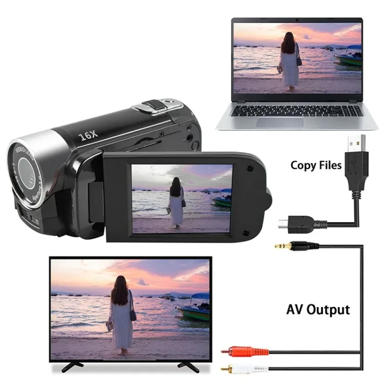 DV Video Camcorder 1080P Full HD 16MP Anti Shake Digital Video Camera 270 Degree Rotation Screen 16X Night Shoot Zoom Camera