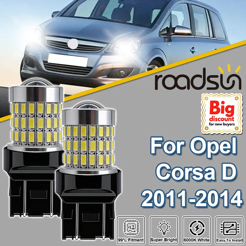 Roadsun 2 Stück für Opel Corsa D 2011-2014 W21/5W 7443 T20 Projektor-Linse Canbus LED Tagfahrlicht 2012 2013 Zubehör
