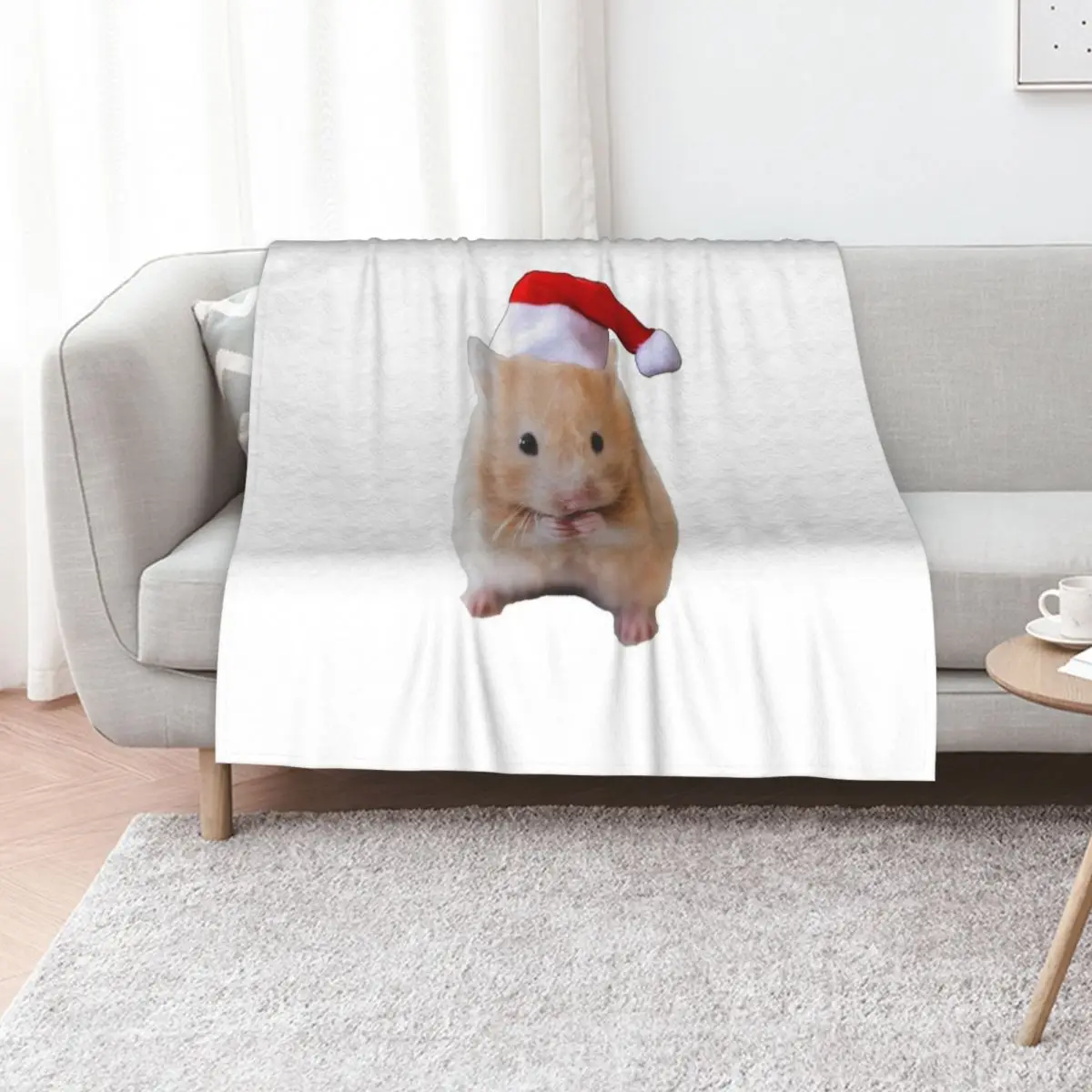 

Hamster with christmas hat Throw Blanket Retros Tourist heavy to sleep Furry Blankets