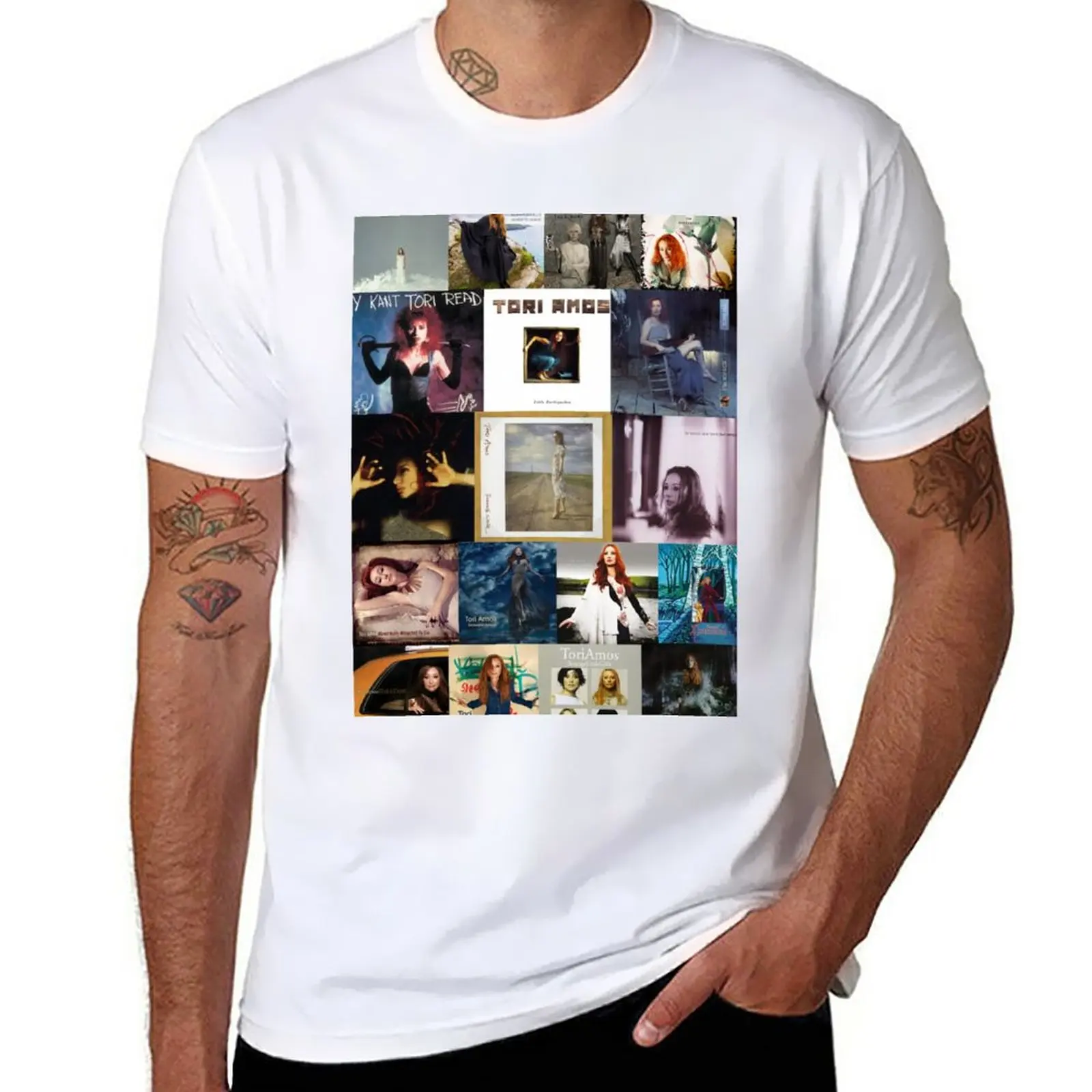 

New Tori Amos Album Records Collage Collection Print T-Shirt anime clothes clothes for men