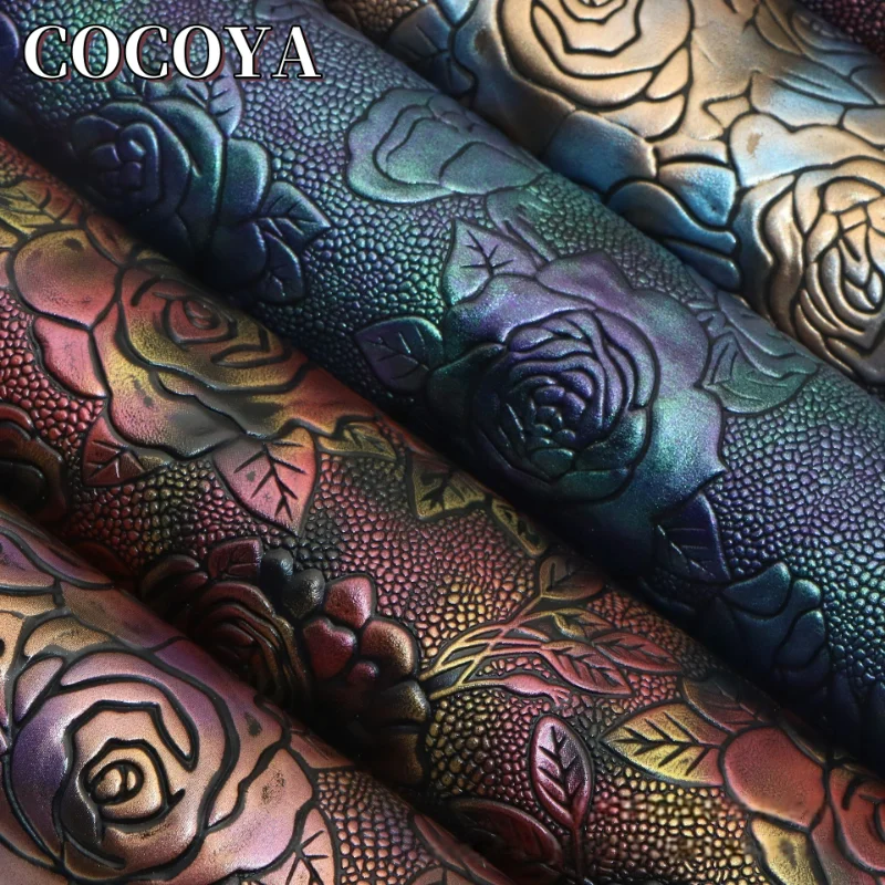 

Ткань из искусственной кожи с тиснением розы, антипригарный лист, коженое изделие, градиент цвета металлик, цветок, синтетическая кожа, сумка «сделай сам», шитье