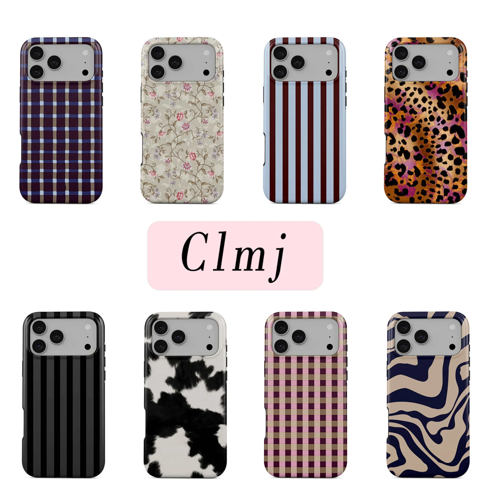 Luxuriöse Clmj Streifen- und Karomuster Handyhülle für iPhone 17 17e 16e 16 15 14 13 12 11 X XR XSMAX 7 8 Air Pro Max Plus Doppelschichtige Abdeckung