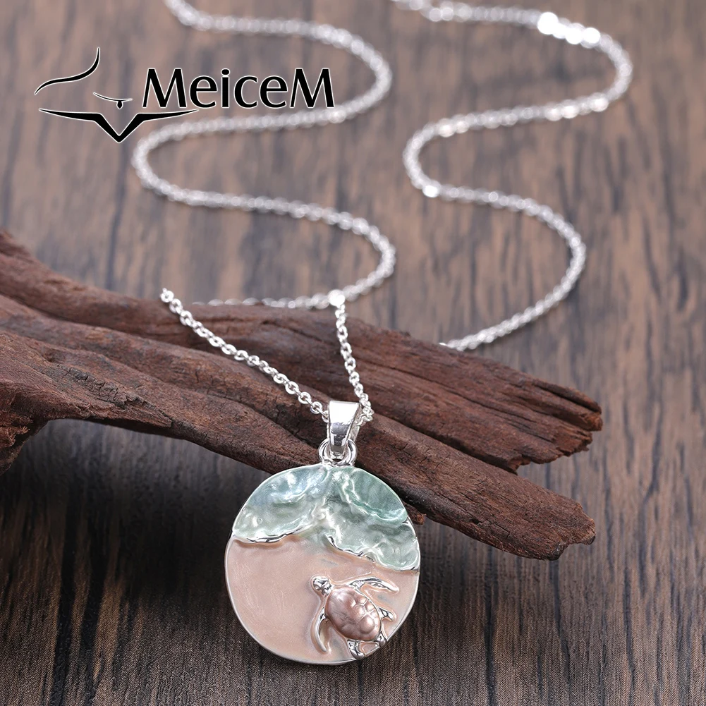 MeiceM Necklace Zinc Alloy Ocean Series Protect The Environment Theme Beach Turtle Nautical Fashion Exquisite Necklace For Women