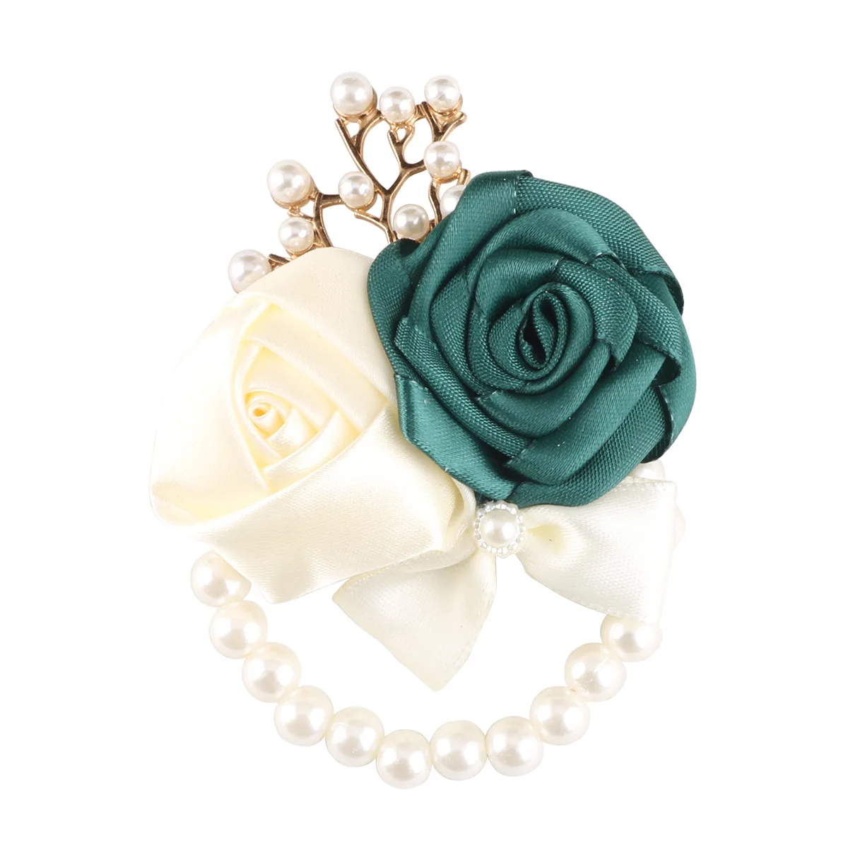 Corsage de mariage rose vert foncé de luxe "Premium", ensemble boutonnière pour marié et invités, parfait pour les mariages et les bals