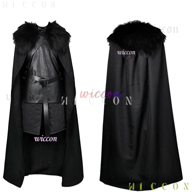 Adulto tv jon neve cosplay traje unisex preto luta uniforme terno roupa de halloween peruca festa desempenho carnaval role play