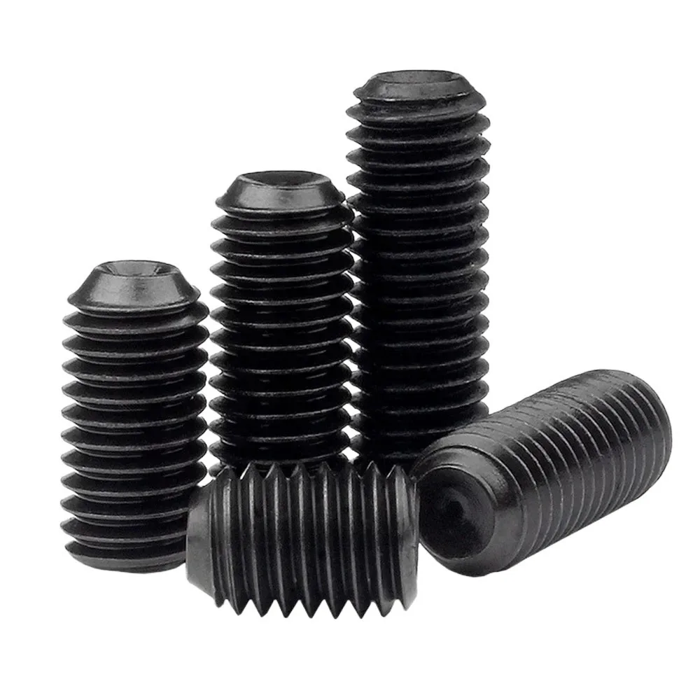 M2 M2.5 M3 M4 M5 M6 M8 M10 M12 Hex Socket Cup Point Set Screw Black Grade12.9 Carbon Steel Headless Concave End Grub Screw
