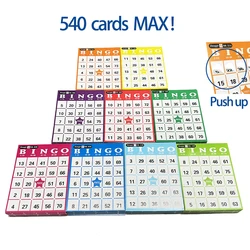 Juego de tarjetas de bingo push-up, 540 tarjetas máximas