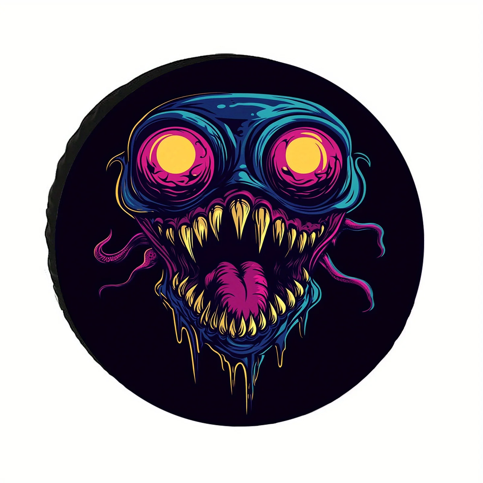 1pc Printed Tire Cover, Fierce Demon Pattern - Durable Polyester Fabric, No Electricity Needed, Artistic Design - Fit For Vario