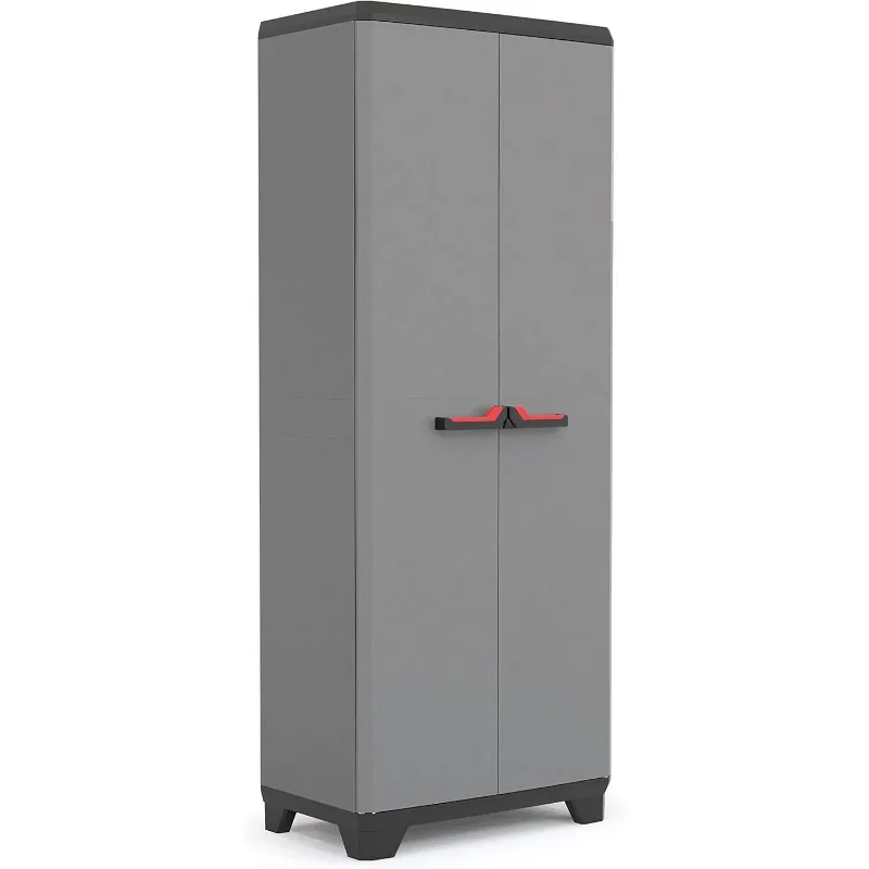 Keter Armario Estilo Alto | Amario Alto de almacenaje | Resina | 2 Puertas y 3 baldas Regulables en Altura | Color Gris/Negro | 173 x68x39