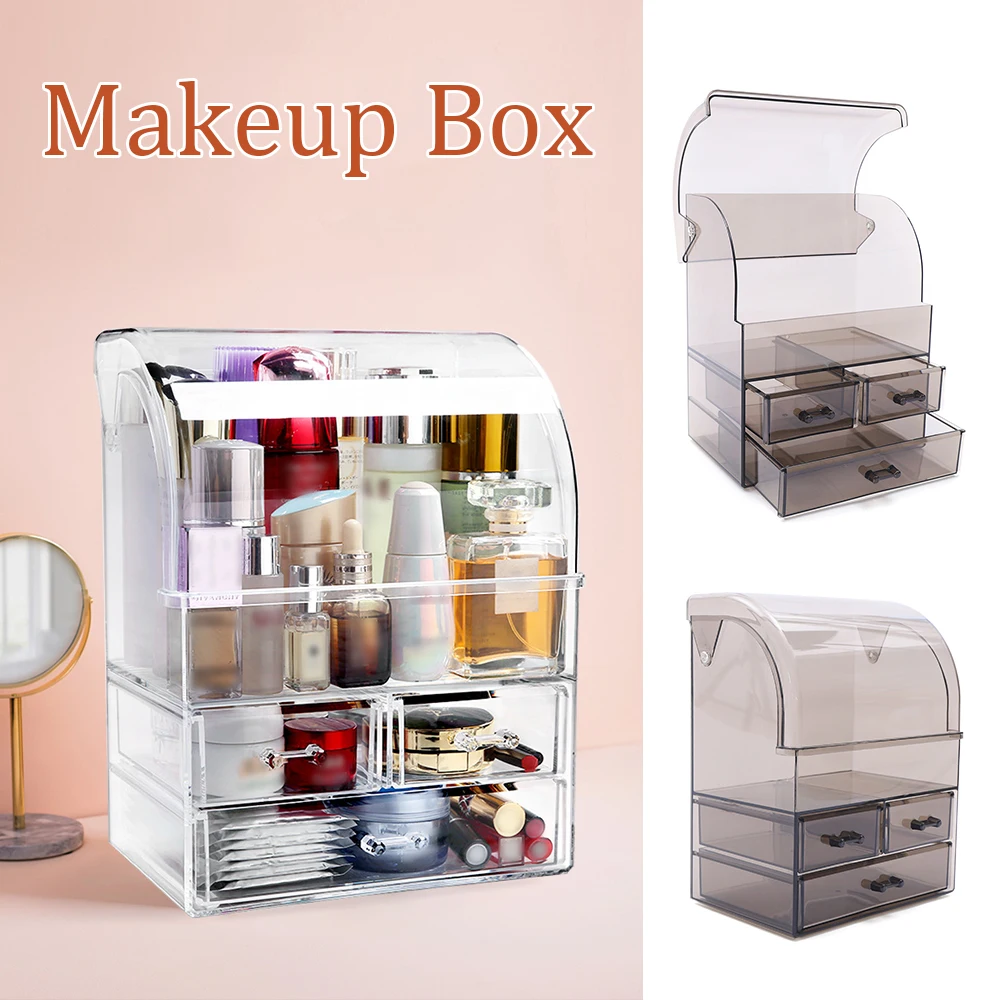 

Transparent Drawer Dustproof Makeup Storage Box Bathroom Brush Lipstick Holder Desktop Cosmetic Mask Dressing Table Skin Care Pr