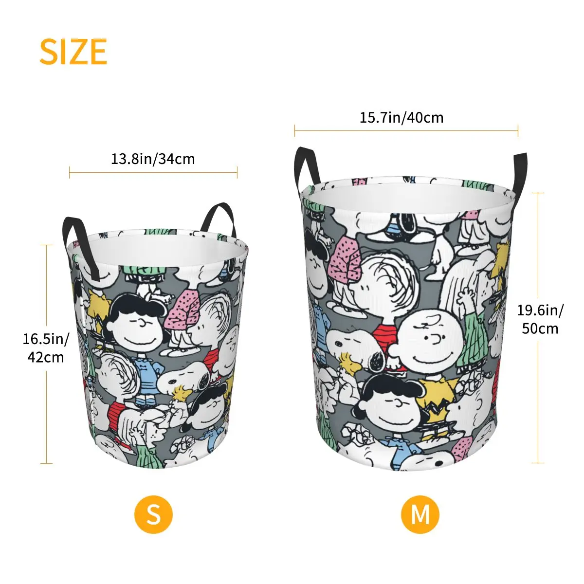 Custom S-snoopies Anime Laundry Basket Collapsible Dog Cartoon Toy Clothes Hamper Storage Bin for view 6