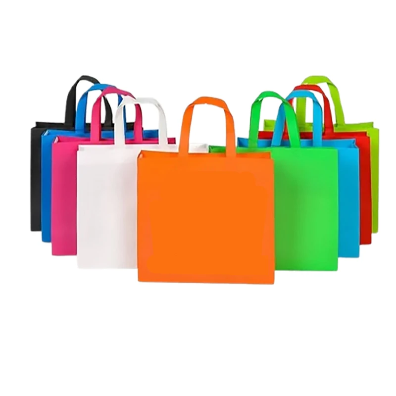 Portable Non-woven Shopping Bag Solid Color Large Capacity Gift Bag Foldable Travel Storage Environmentally Friendly Bag Handbag