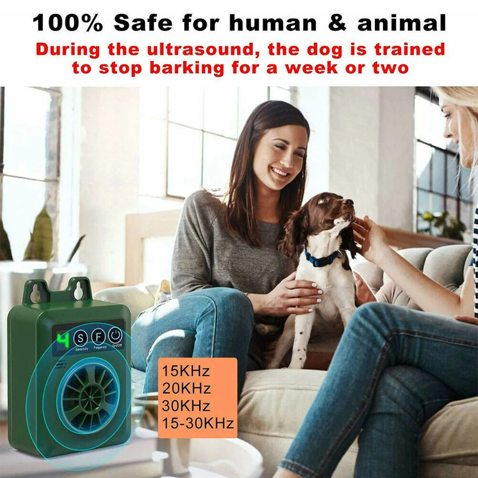 Anti Barking Device Automatic Ultrasonic Mini Dog Bark Control Device with 4 Effective Adjustable Sensitivity Frequency Levels