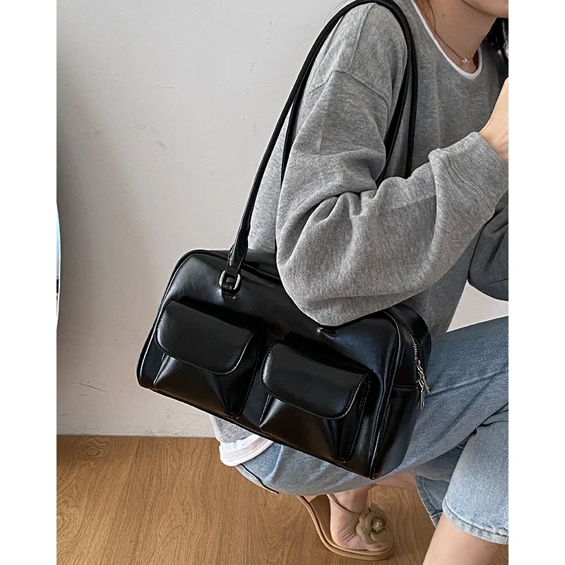 

South korea Women's Bag 2024New Retro Preppy Large Capaci Leisure College Students Class Commuter Bag Shoulder Portable