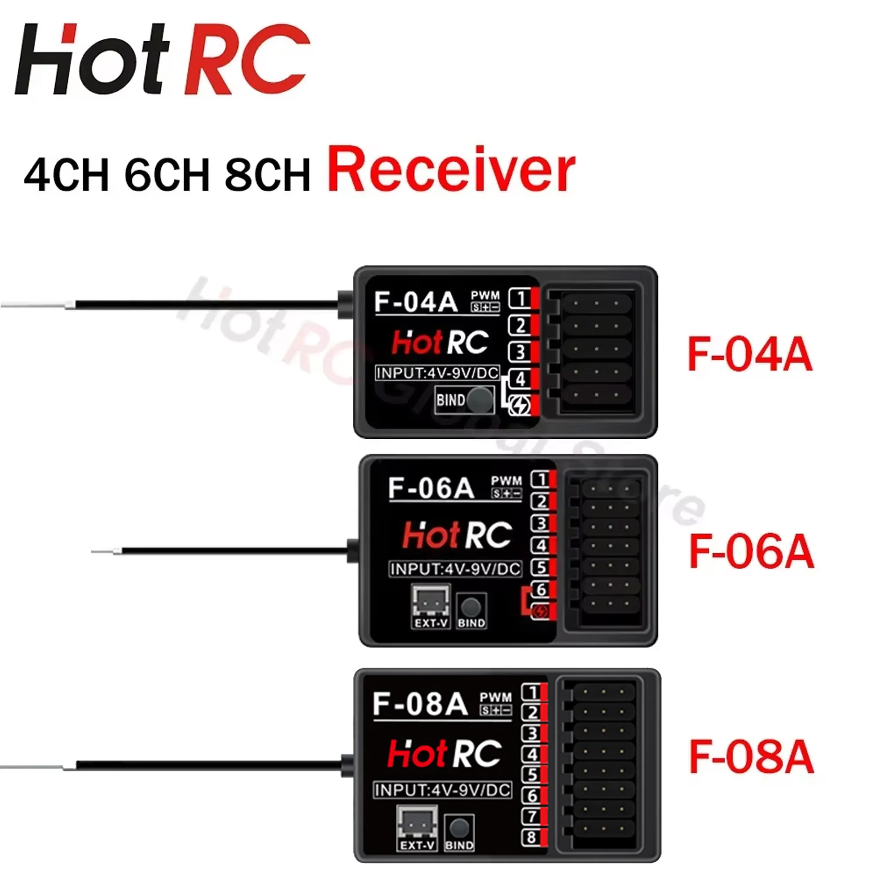 HOTRC 4CH 6CH 8CH 4 Channel Receiver for CT-6A HT-6A HT-8A DS-4A DS600 Transmitters RC Car Crawler Boat Ship Airplane Tank Parts