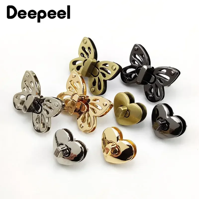 2Pcs Deepeel Metal Locks Bag Twist Turn Snap Lock Clasp Buckles Decorative Closure DIY Bags Replacement Hardware Accessories