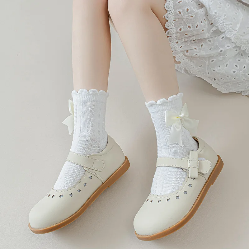 2024 New Girls Spring Summer Baby Lace Foreign Korean Version of Bow Mesh White Breathable Comfortable Children\'s Socks ZHB528