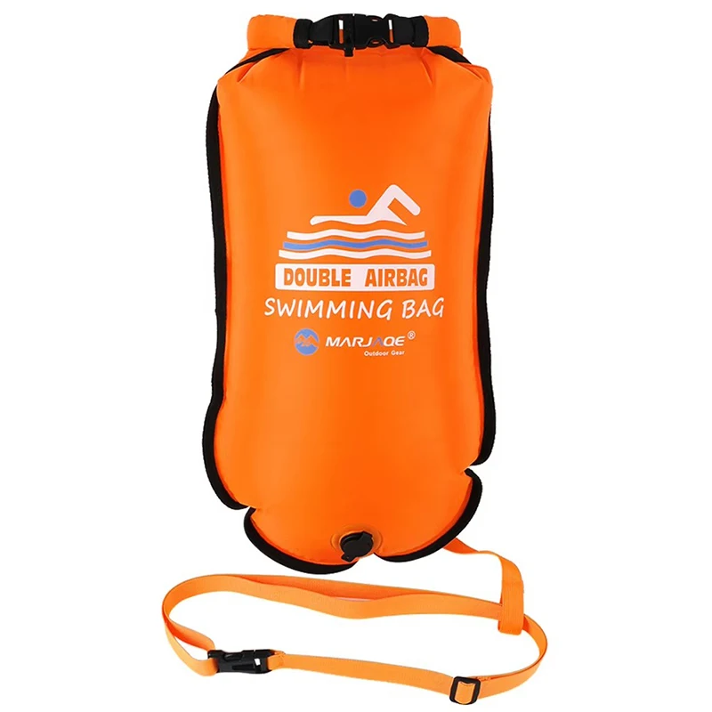 20L Inflatable Open Swimming Buoy Tow Floating Bag Double AirBags Water Sport Life Saving Swim Buoy Pool Inflated Air Drying Bag