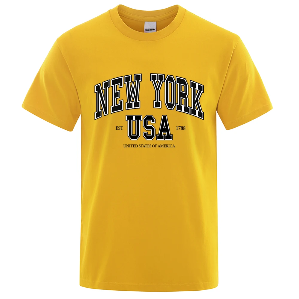 New York Usa Est 1788 Straße Stadt Brief Tops Männer O-ansatz Shirt Sommer Lose Kleidung Lose Baumwolle Oversize T-shirt Hüfte hop Tops