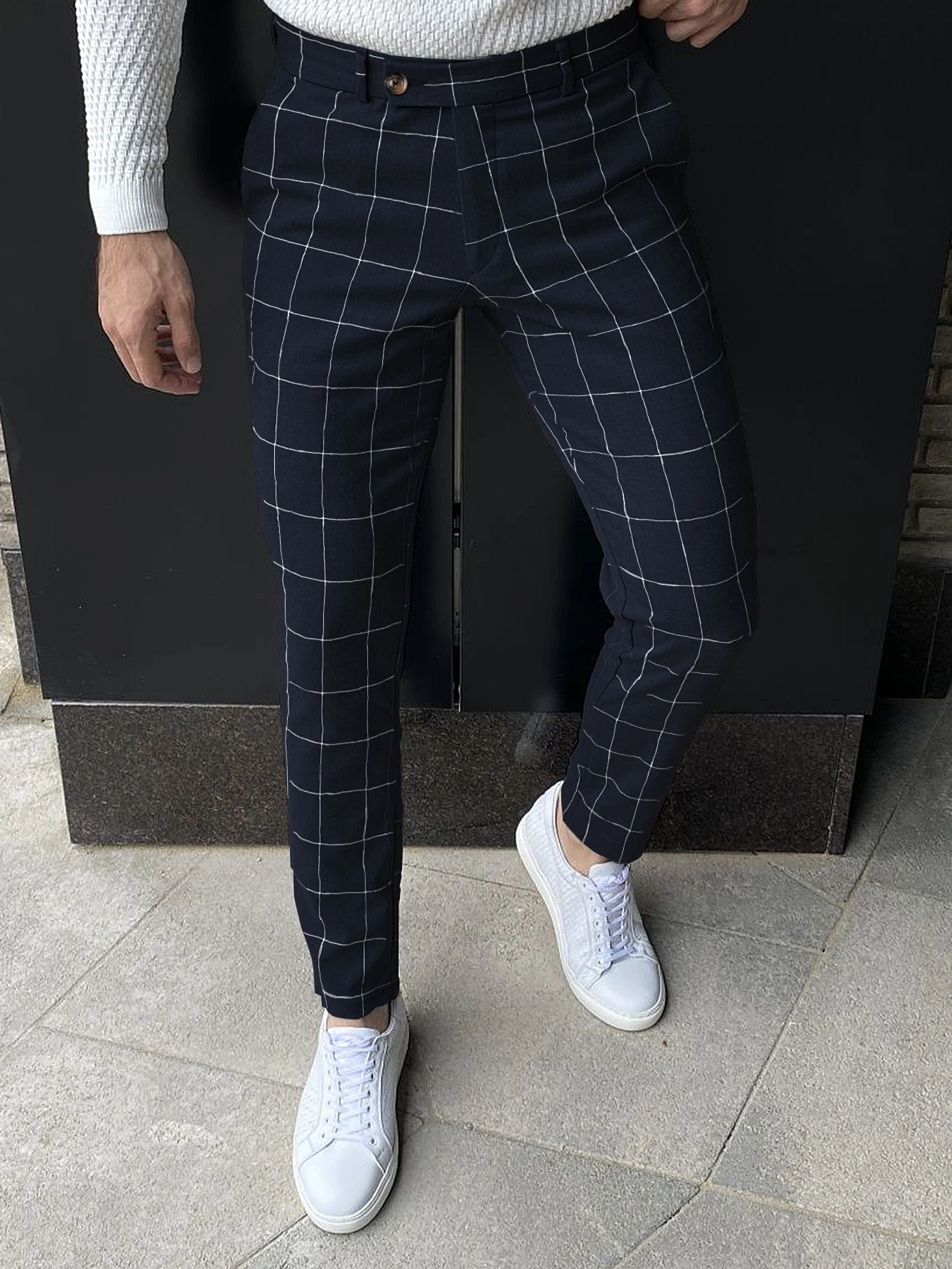 Plaid Fashion Slim Men\'s Pants Four Seasons Comfortable Breathable Small Leg Pants New Hot Daily Casual Business Outing Trousers