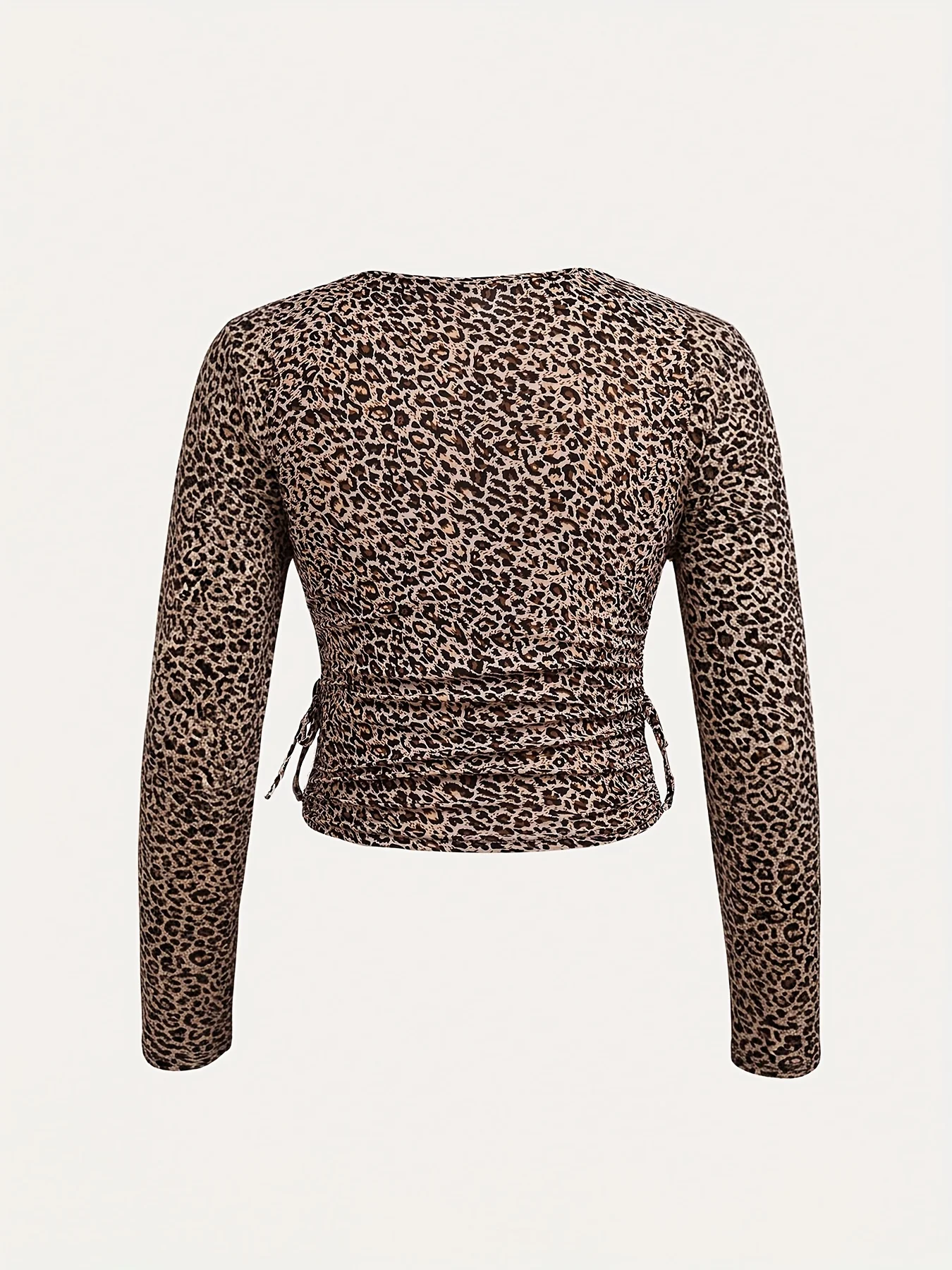 Mädchen-Herbst-Outfit-Set: Zufällig ausgewähltes Leopardenmuster-Strickoberteil + Plissierte Rundhals- und Schlaghose, Zweiteiliges Set, geeignet für Kinder über 5 Jahre, vielseitige Kleidung für Zuhause und Ausflüge. – Detail 4