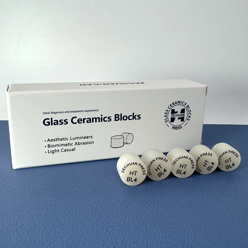 ZECHUAN Press Glass Ceramic Ingots Dental Disilicate Lithium Block 5 Pieces Pressing for Ultra-thin Veneer HT/LT A1-BL4