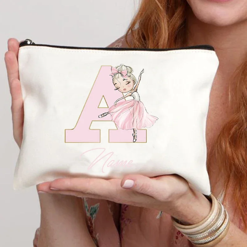 Bolsa de lavado de maquillaje cosmético para niñas y mujeres, bolsas de aseo de viaje, organizador de viaje, regalo de bailarina de la amante del Maestro de la escuela, Ballet lindo