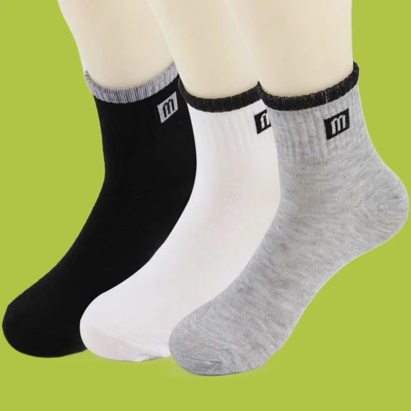 Calcetines deportivos de tubo medio para hombre, medias de moda, informales, de alta calidad, para las cuatro estaciones, 9/18 pares